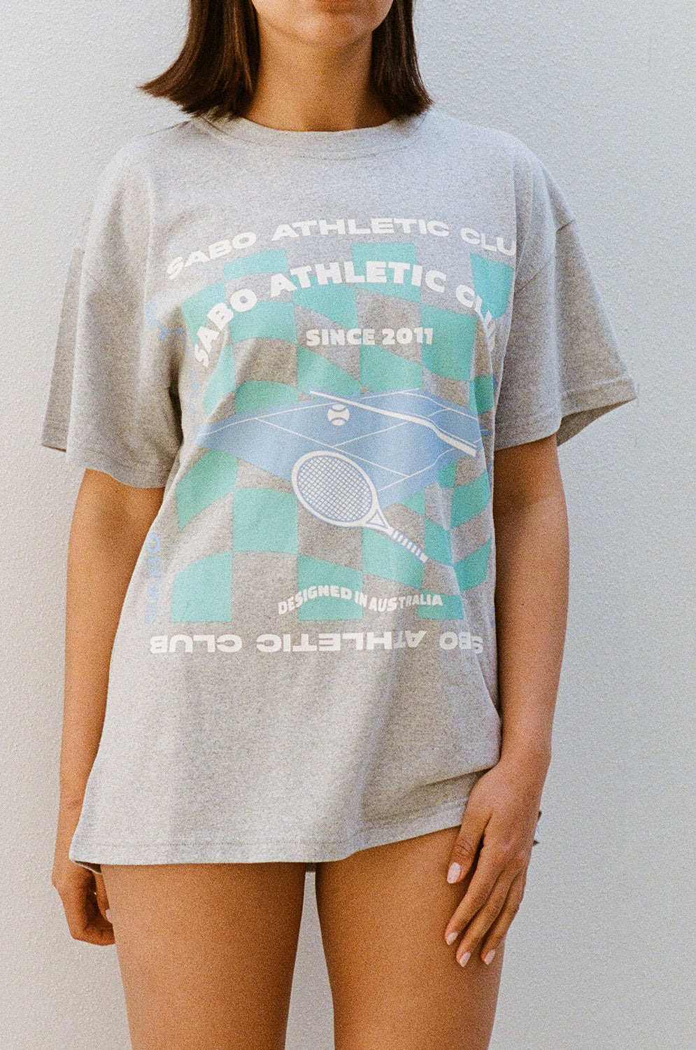 Grey Marl Cotton Blend Athletic Reservation Top for a Relaxed Look