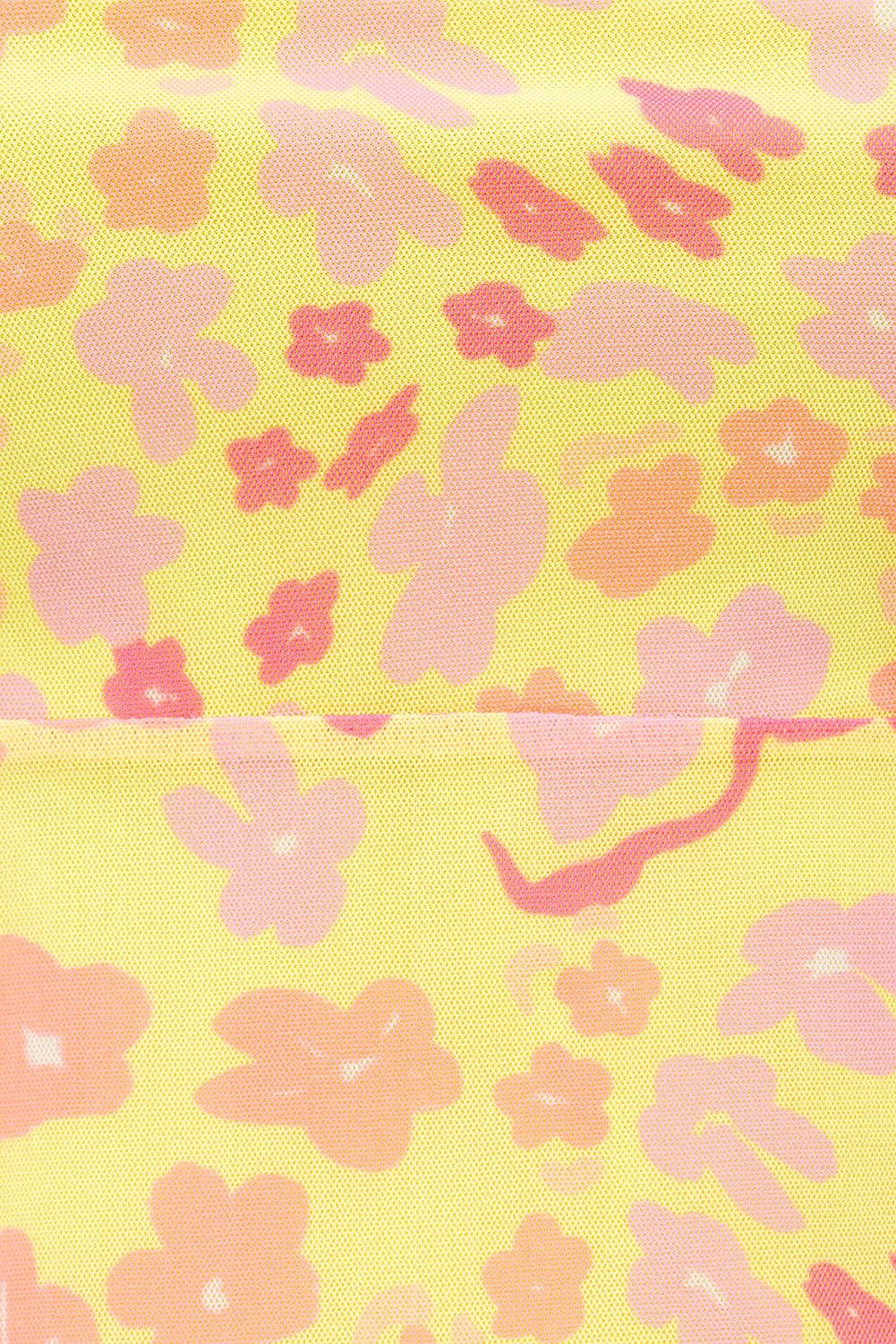 Sabo Exclusive Soft Mesh Strapless Cropped Miller Top with Ditzy Daisy Print