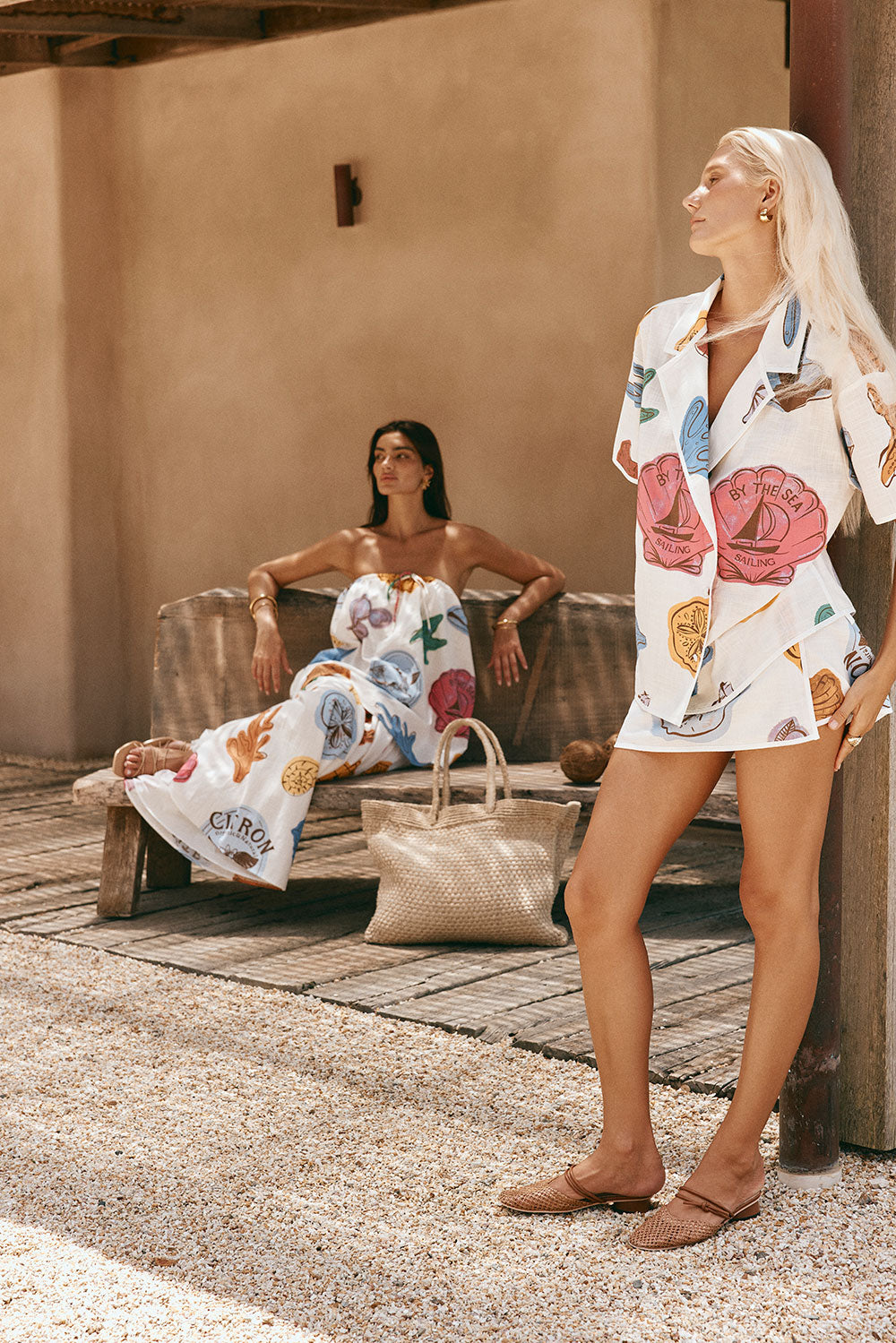 Avery Wrap Skirt with Exclusive By The Sea Print, High - Waisted Mini Style
