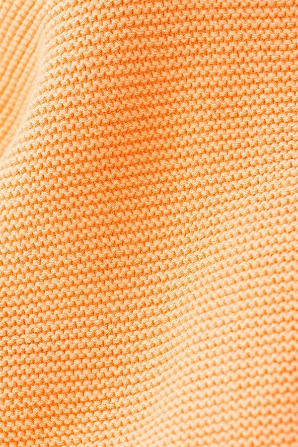 Comfortable Orange-Hued Natural Knitted Cotton Peach Knit Women's Top