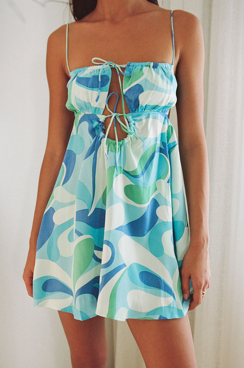 Sabo's Exclusively Designed Sadie Swirl Print Mini Dress Inspired by the 70s