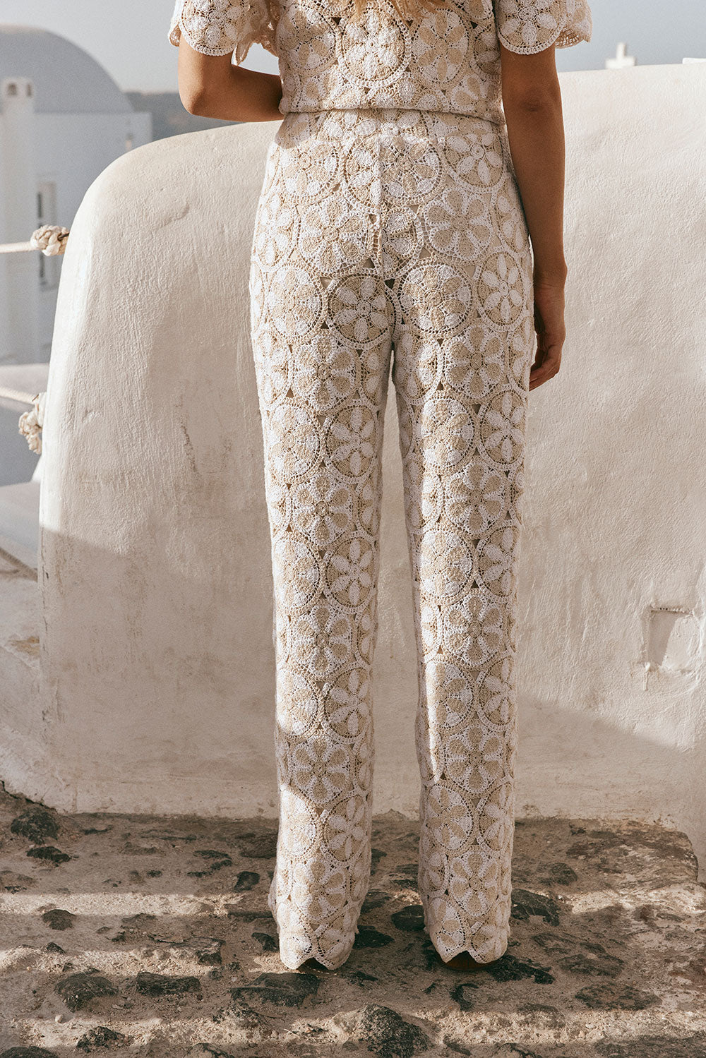 Ivory Kalila Cotton Crochet Women's Pants from Resort 2024 Collection