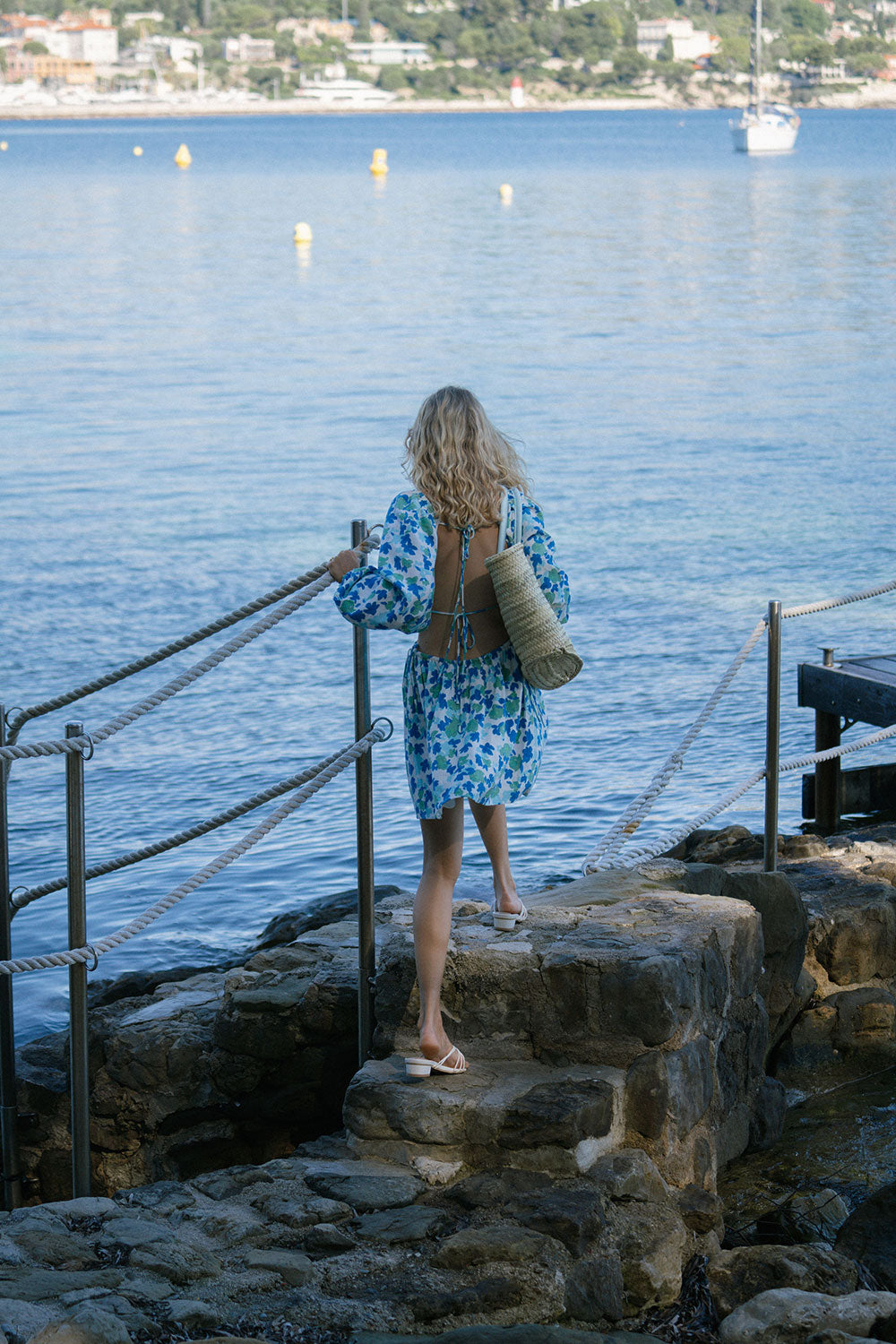 Unique Brushed Floral Backless Florian Dress
