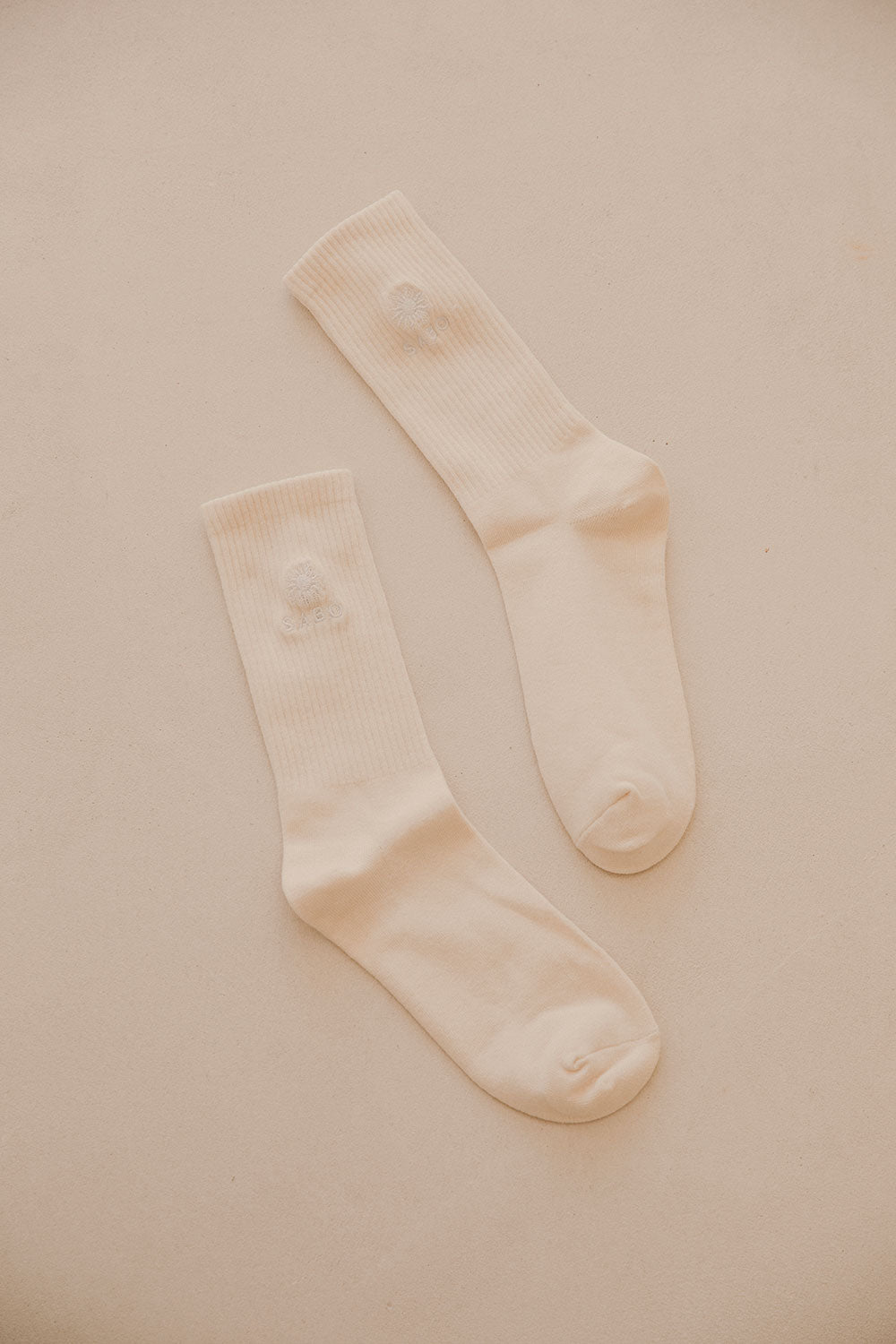 Vintage-Inspired Cream-Colored Soft Cotton Sabo Soleil Athletic Socks