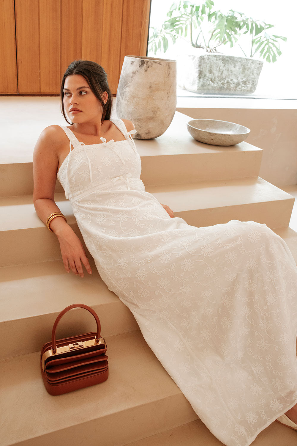 Exquisite Embroidery Cotton Evi Maxi Dress