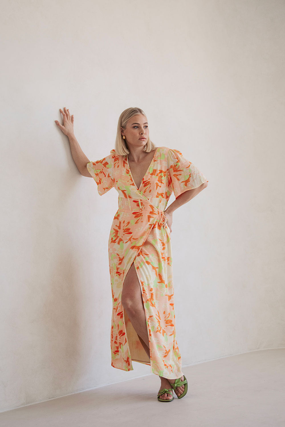 Aquitaine Women's Wrap Dress with Exclusive Motion Floral Pattern