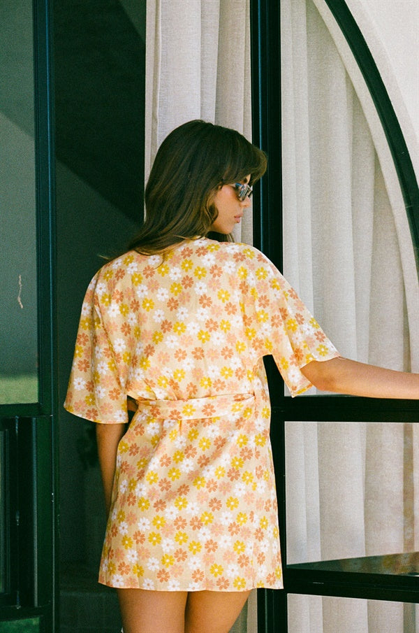 Sabo's Exclusive Hand - Painted Floral Impala Scarlett Wrap Cotton Dress