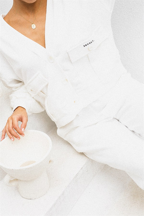 Exclusive Off-White Terry Back Amada Top with Unique Detailing