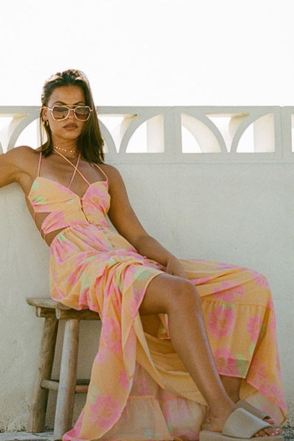SAMPLE - Baila Women's Painted Flower Maxi Dress for Fashion Lovers