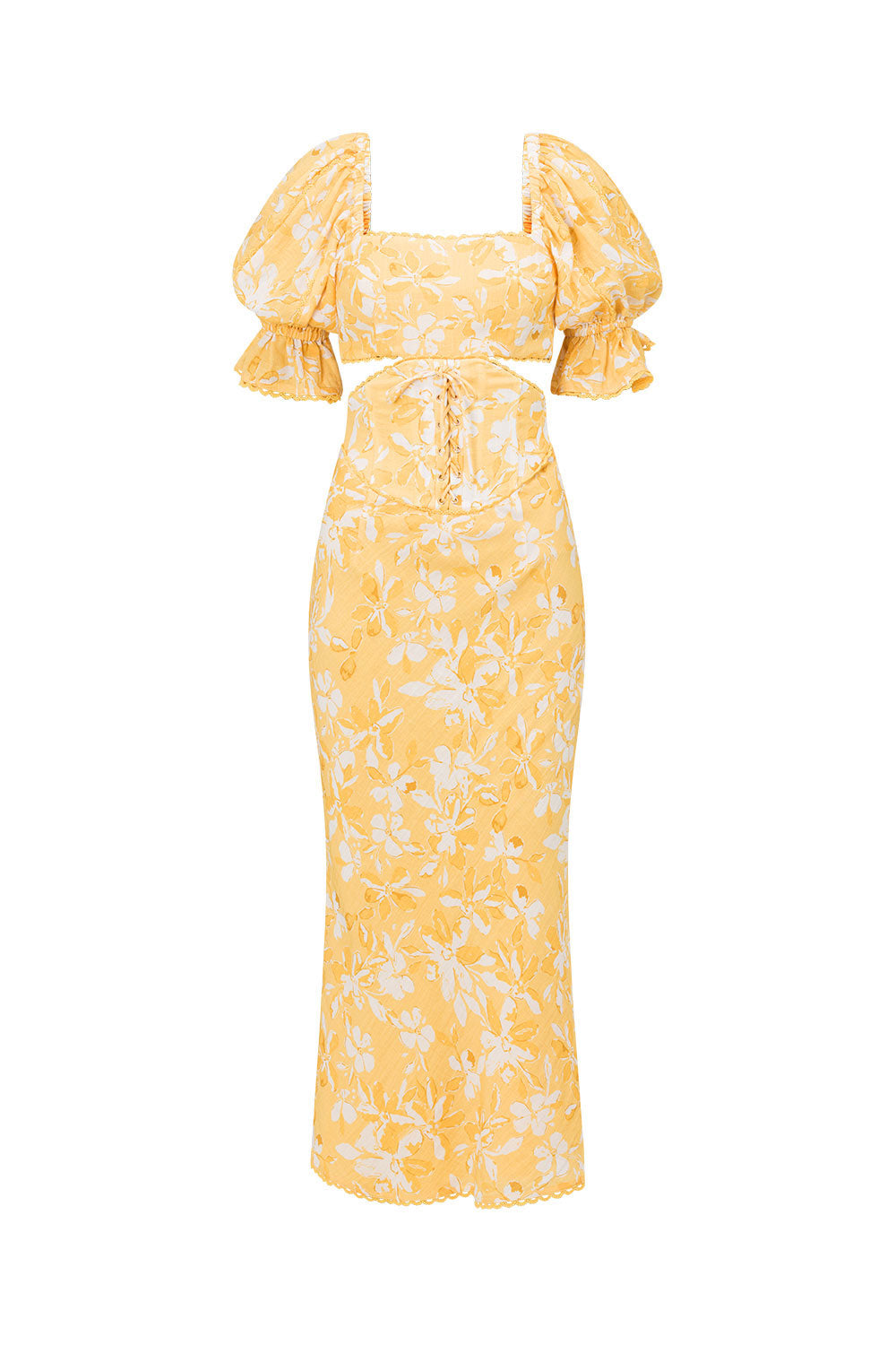 Luxurious Aurelie Floral Print Viscose Blend Marseille Midi Dress