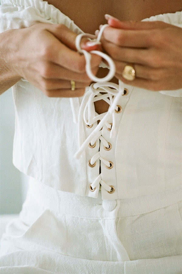 Exclusively Designed Light Cream Linen Blend Leila Cami Top
