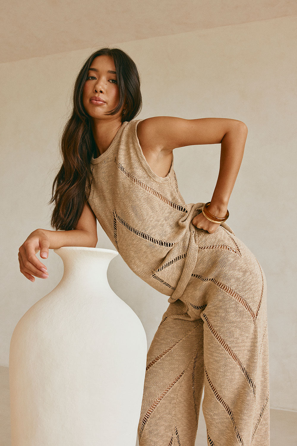 Sabo's Exclusive Soft Knit Dusty Mustard High-Waisted Josiah Pants