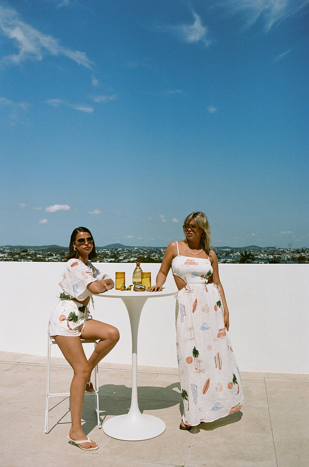 Exclusive Sabo Surf Print Backless Axelle Cotton Cheesecloth Dress