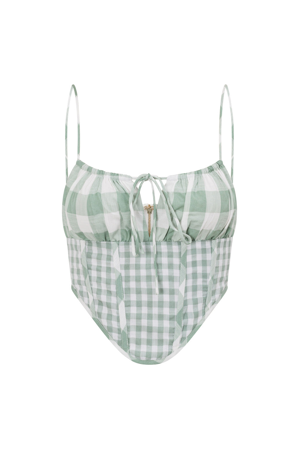 Sabo Exclusive Rhea Women's Lightweight Seafoam and White Gingham Top