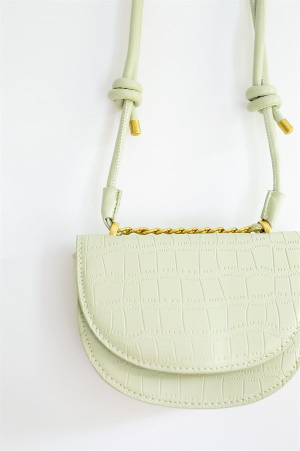 Fashionable Sage Lima Vegan Croc Skin Saddle Bag