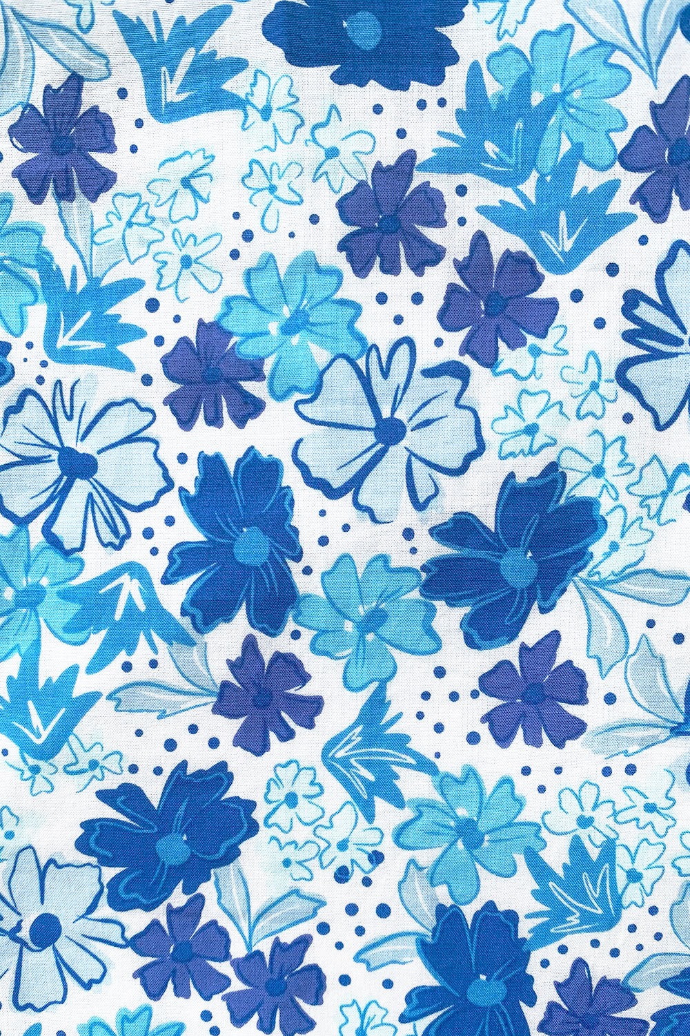 Exclusive Blue Dusk Floral Print Zara High - Quality Cotton Midi Dress