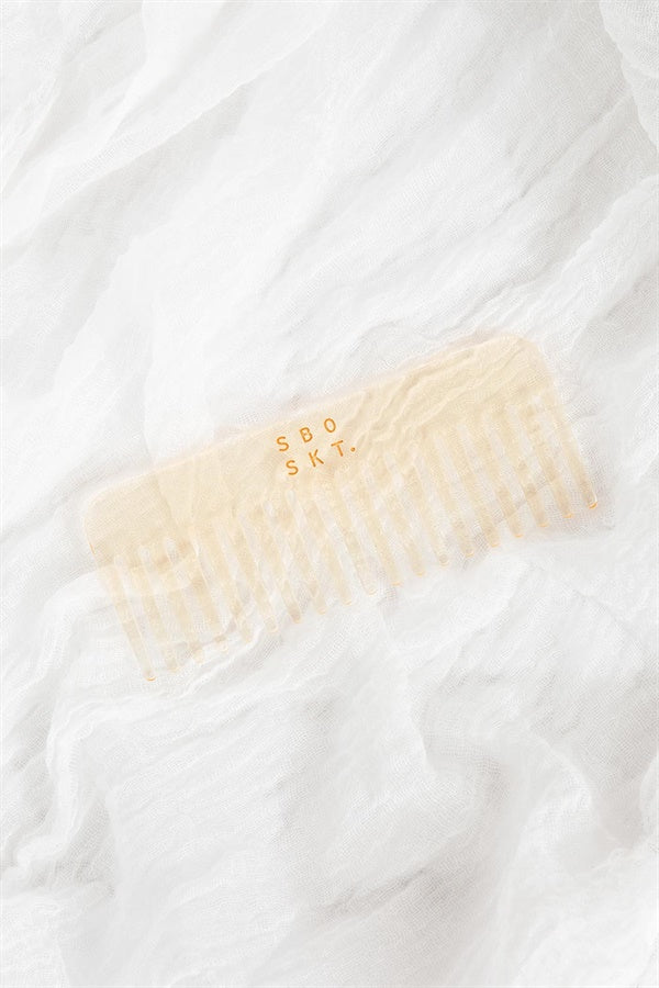 Stylish Transparent Yellow Acrylic Hair Comb with Gold SBO SKT Detailing