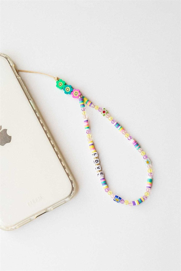 Trendy Multi - Colored Beaded Phone Accessory Charm