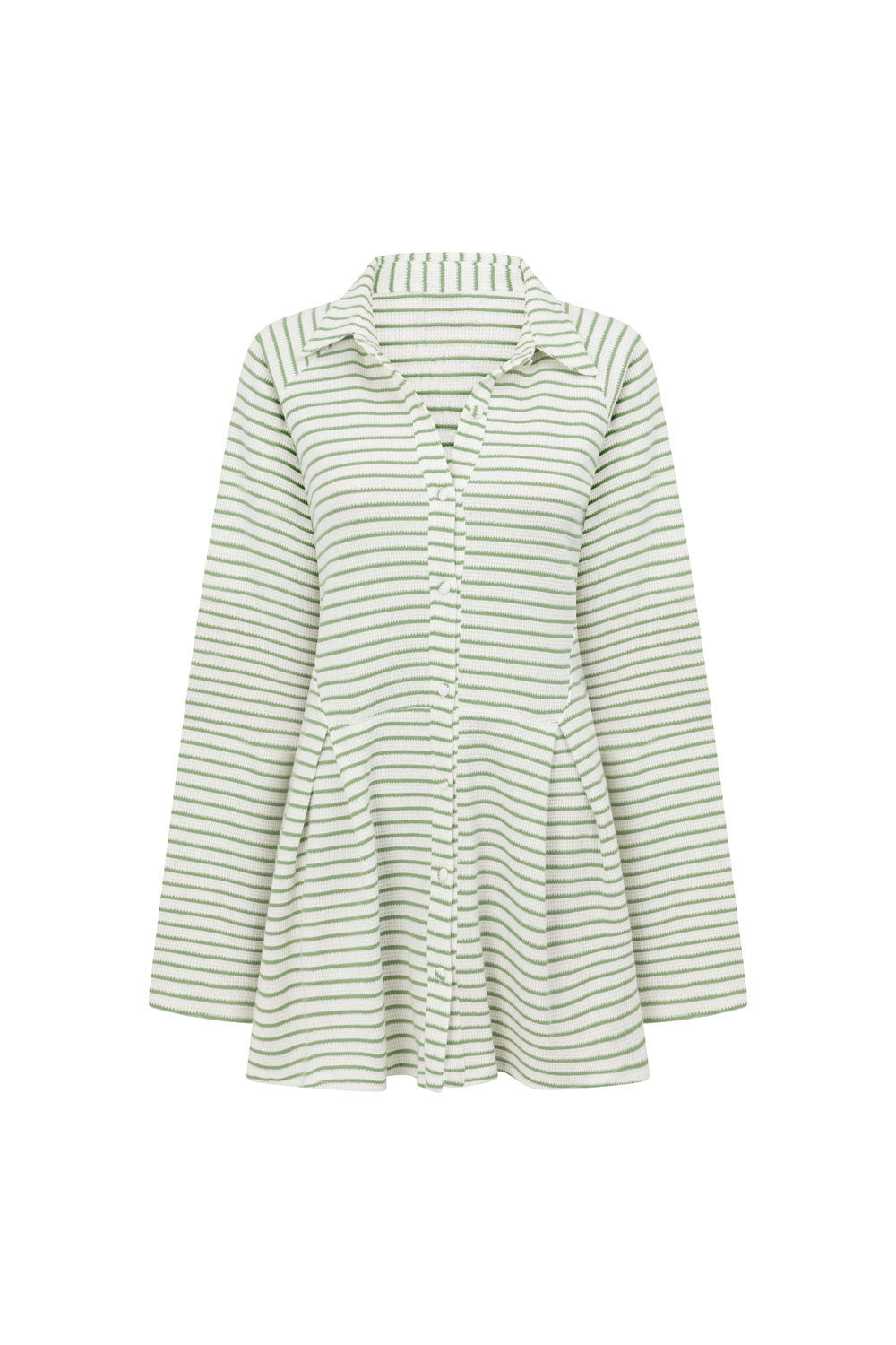 Sabo's Exclusive Mint and Off - White Striped Natural Cotton Blend Myra Dress