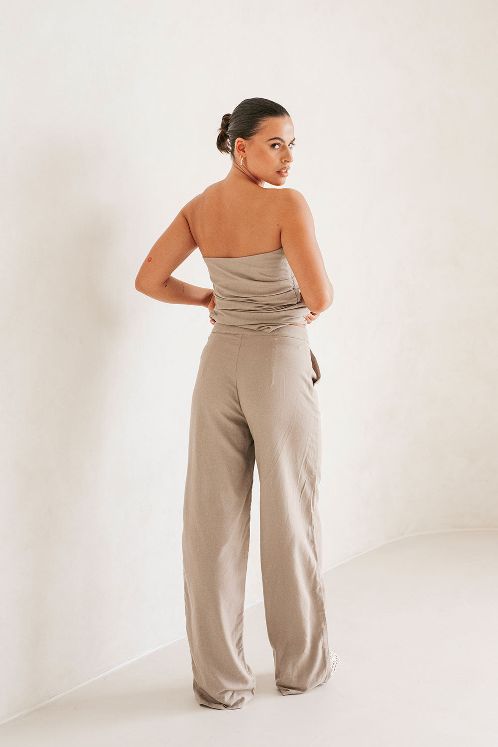 Stylish Women's Aimee Linen-Cotton Blend Wide-Leg High-Waisted Pants