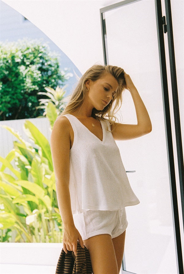 Elegant Cream-Colored Lyla Knit Tank for Vacation