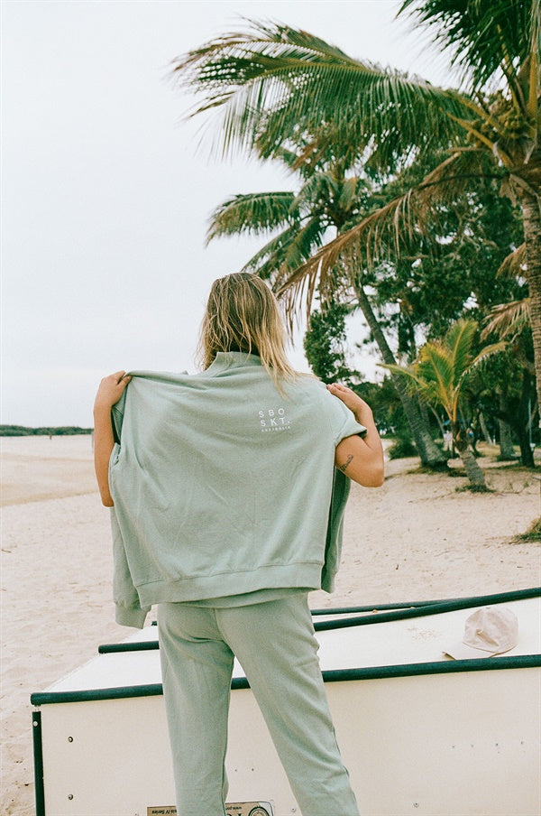 Sabo's Exclusively Designed Unisex Green Cotton Terryback Arcadia Sweater