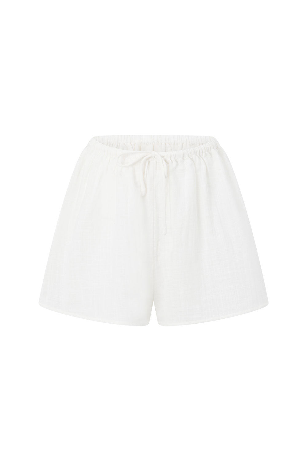 Exclusive White Natural Cheesecloth Cotton High-Waisted Novalie Shorts