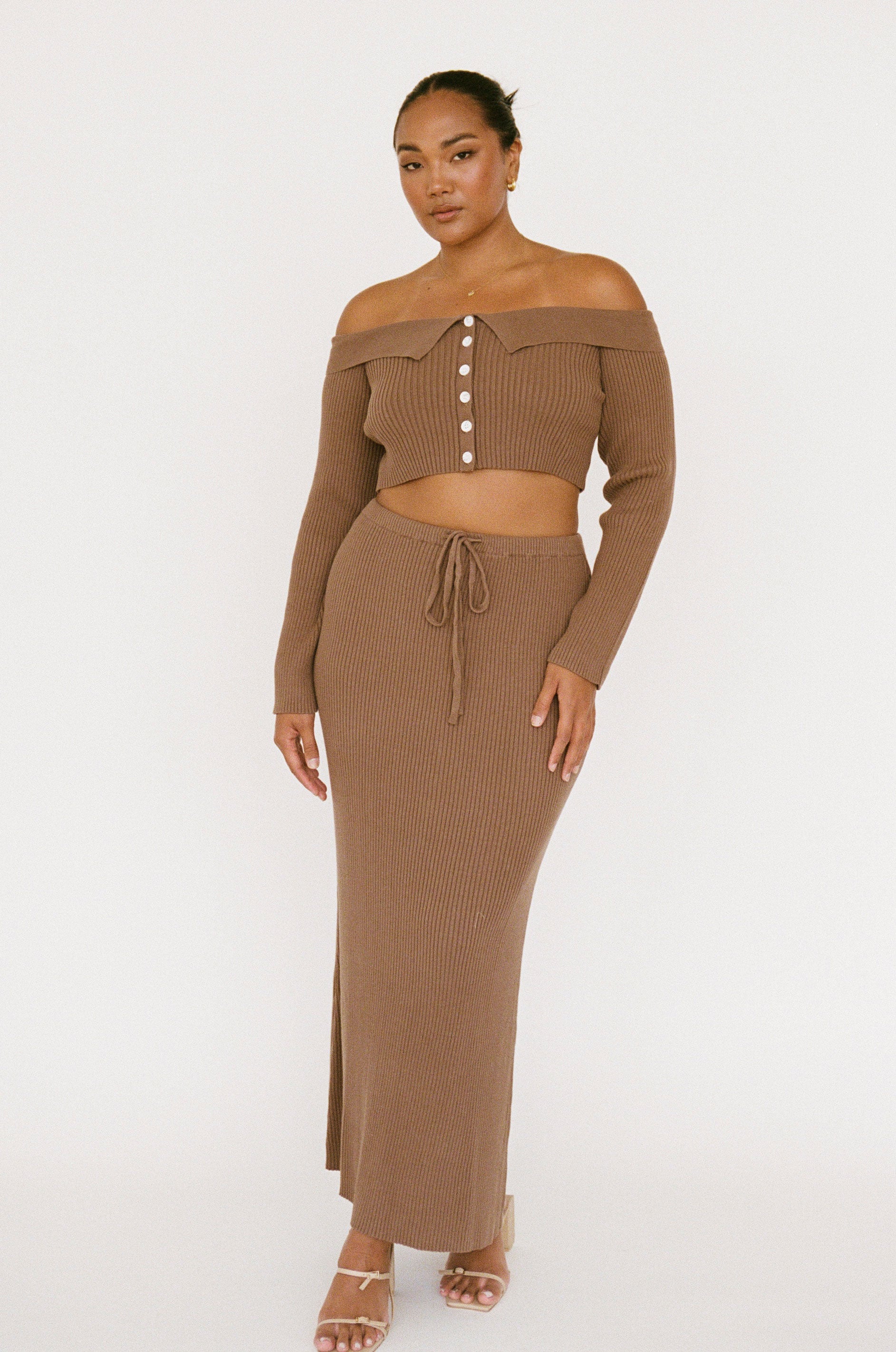 Sabo Exclusive Mocha-colored Briana Maxi Skirt for Women