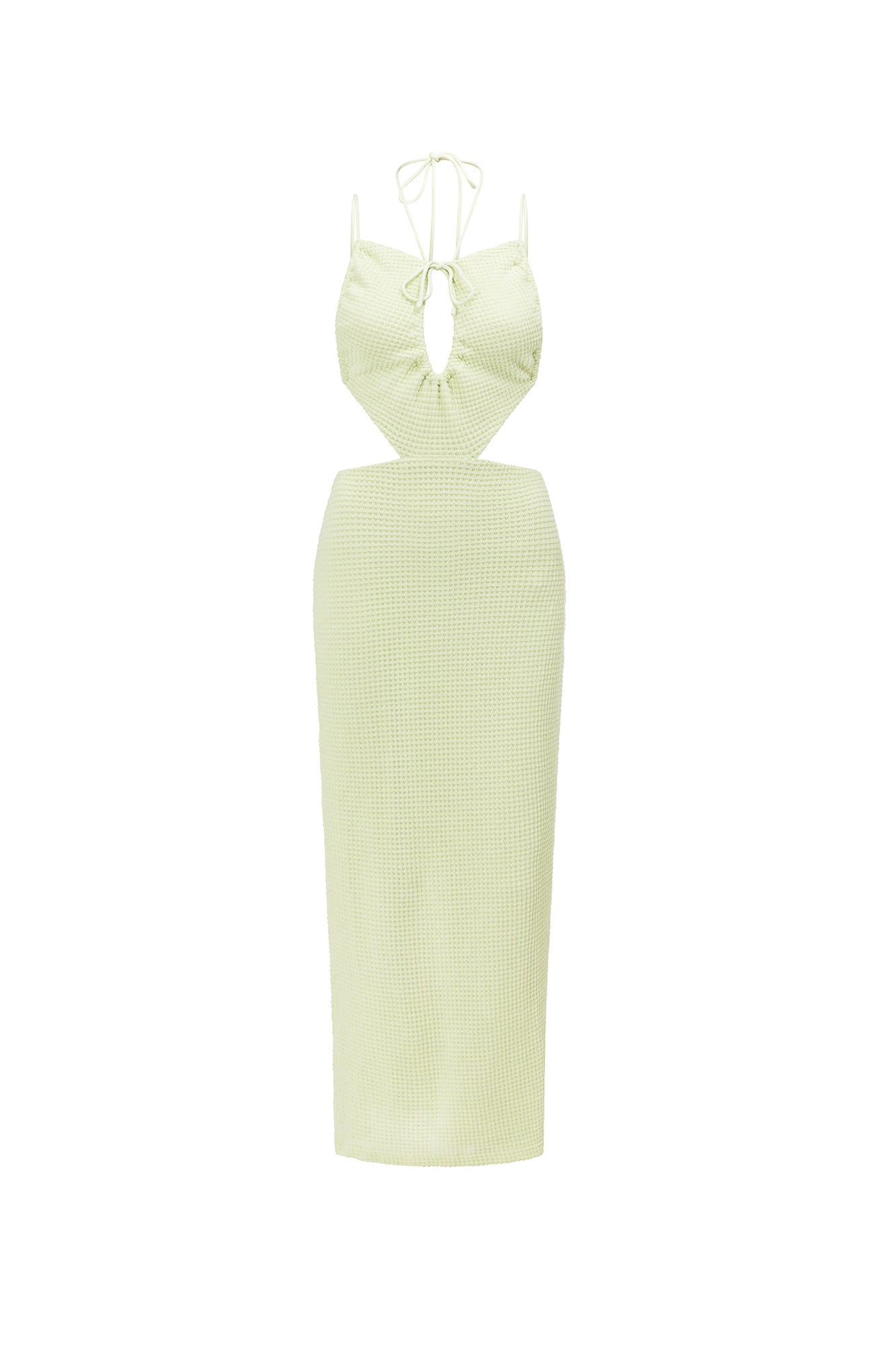 Soft Mint Stretch Fernanda Midi Dress with Sexy Cutouts
