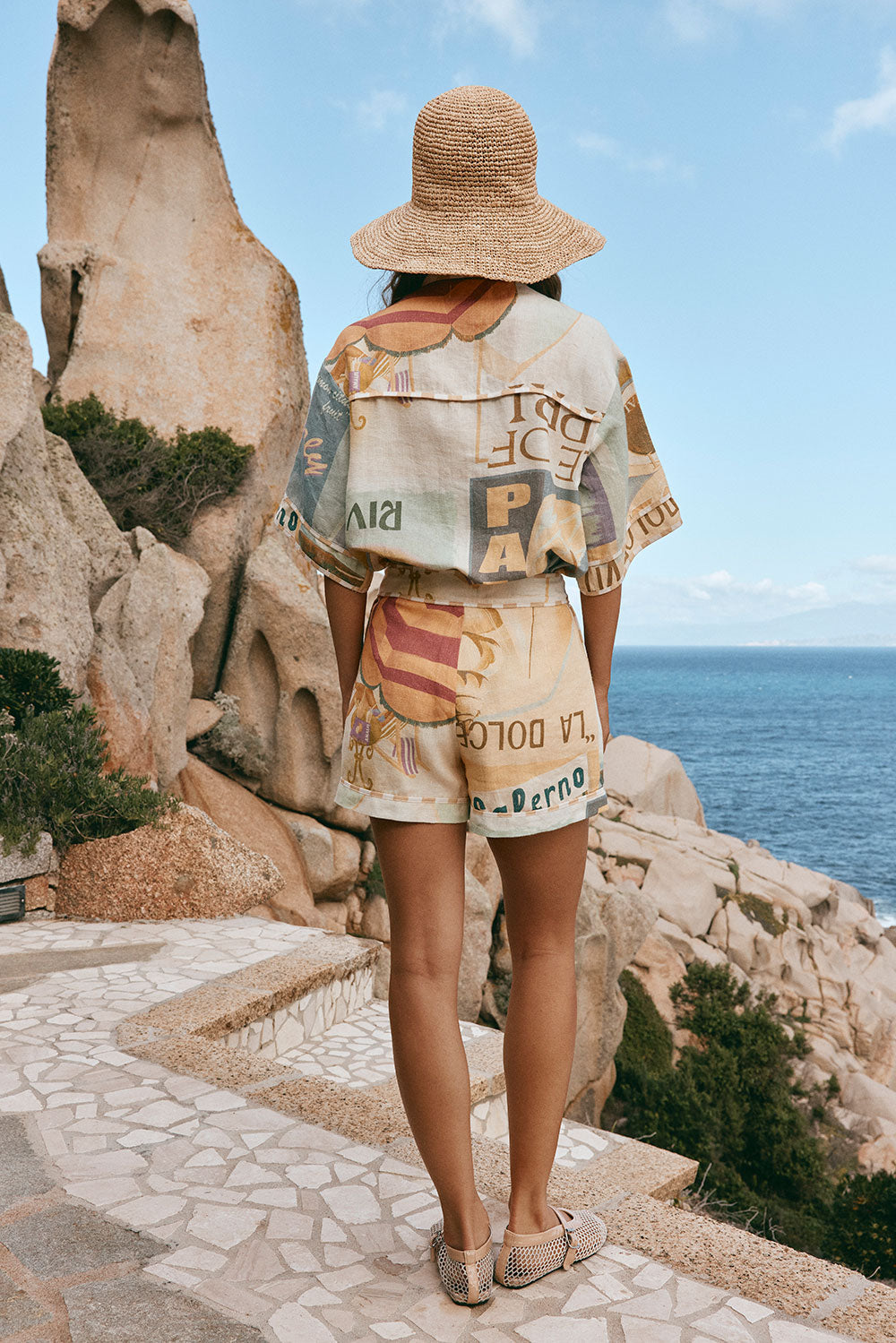 Portofino Linen Boxy Fit Shirt with Fiorire Acqua Print from Summer '25 Collection