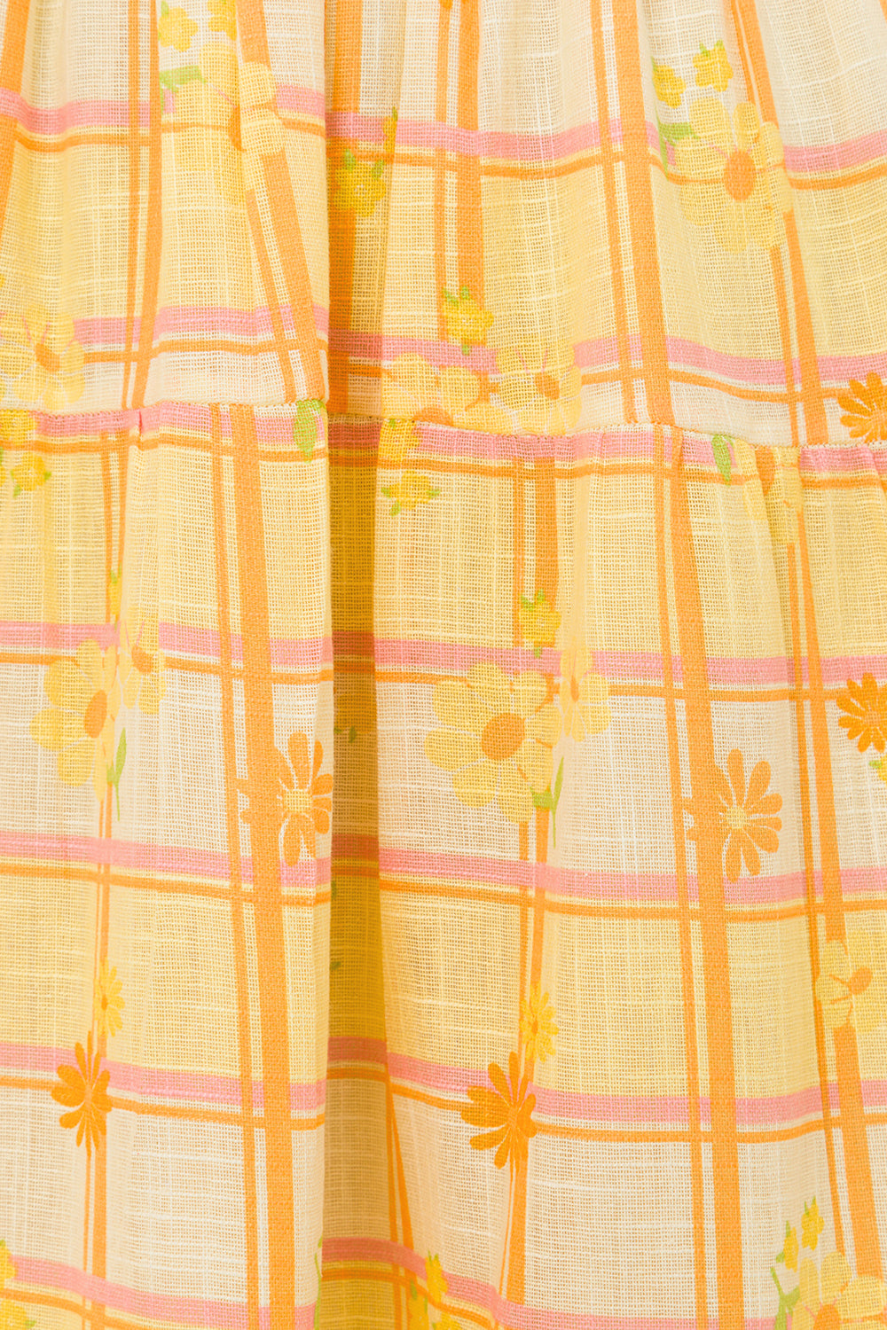 Exclusive Floral Plaid Print Natural Cotton Sav Maxi Dress