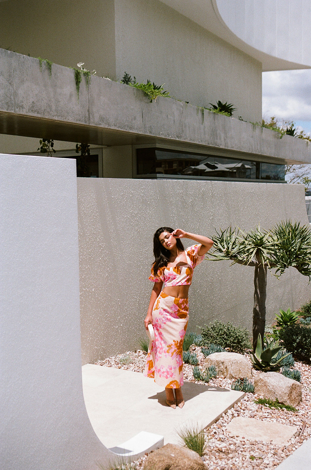 Aleksandra Blue-Threaded Midi Skirt - A Unique Sample