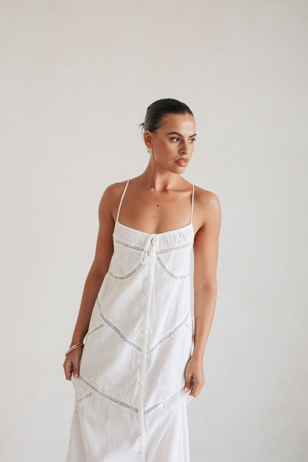 Elegant White Cotton Sammi Bridal Shower Dress