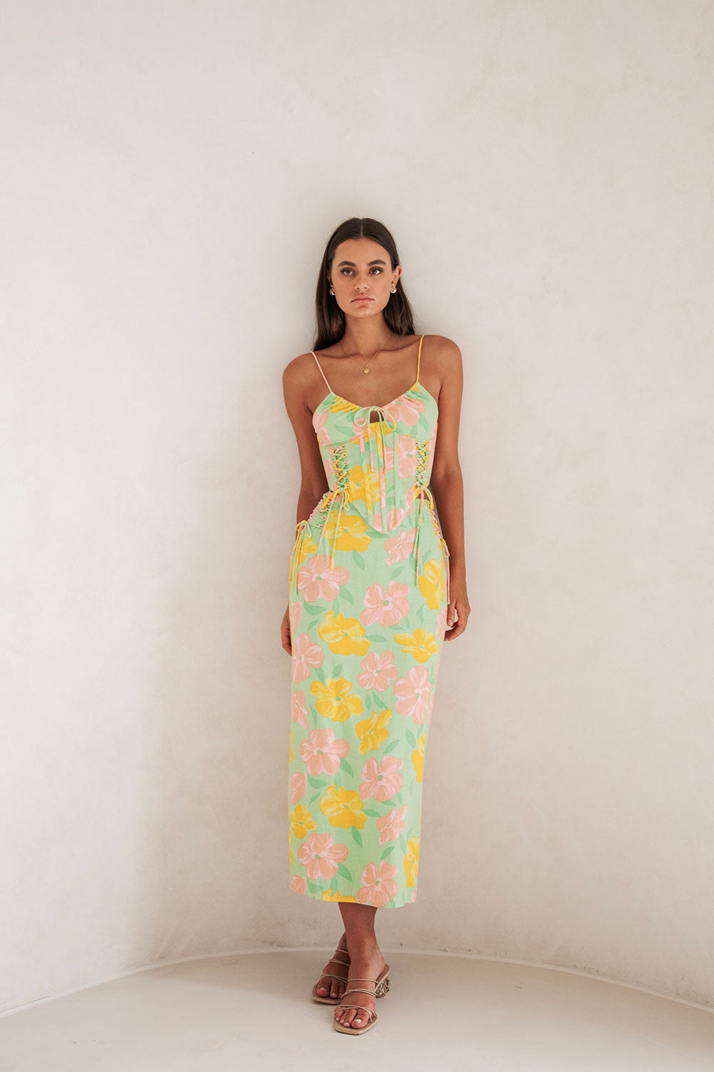 Stylish Rose - Filled Green Marselle Corset Top for Flattering Look