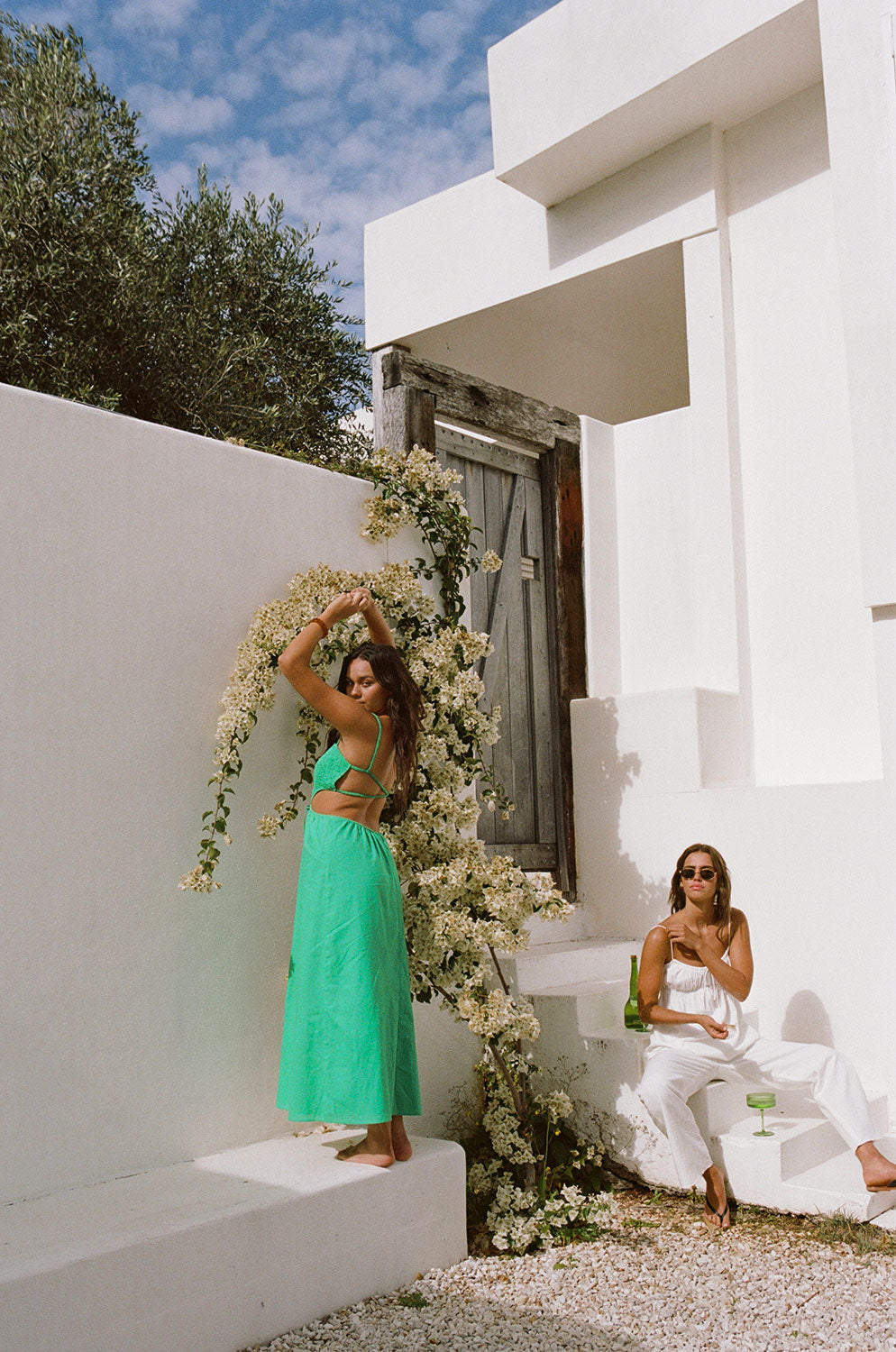 Sabo Exclusive Neeli Green Cotton Blend Midi Dress