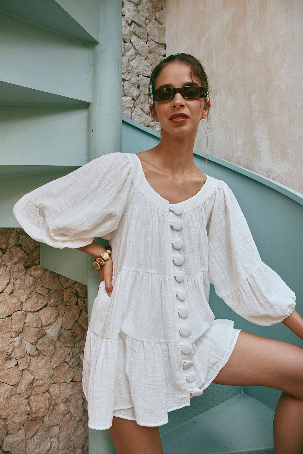 Super Cute and Comfortable White Natural Cotton Novalie Top