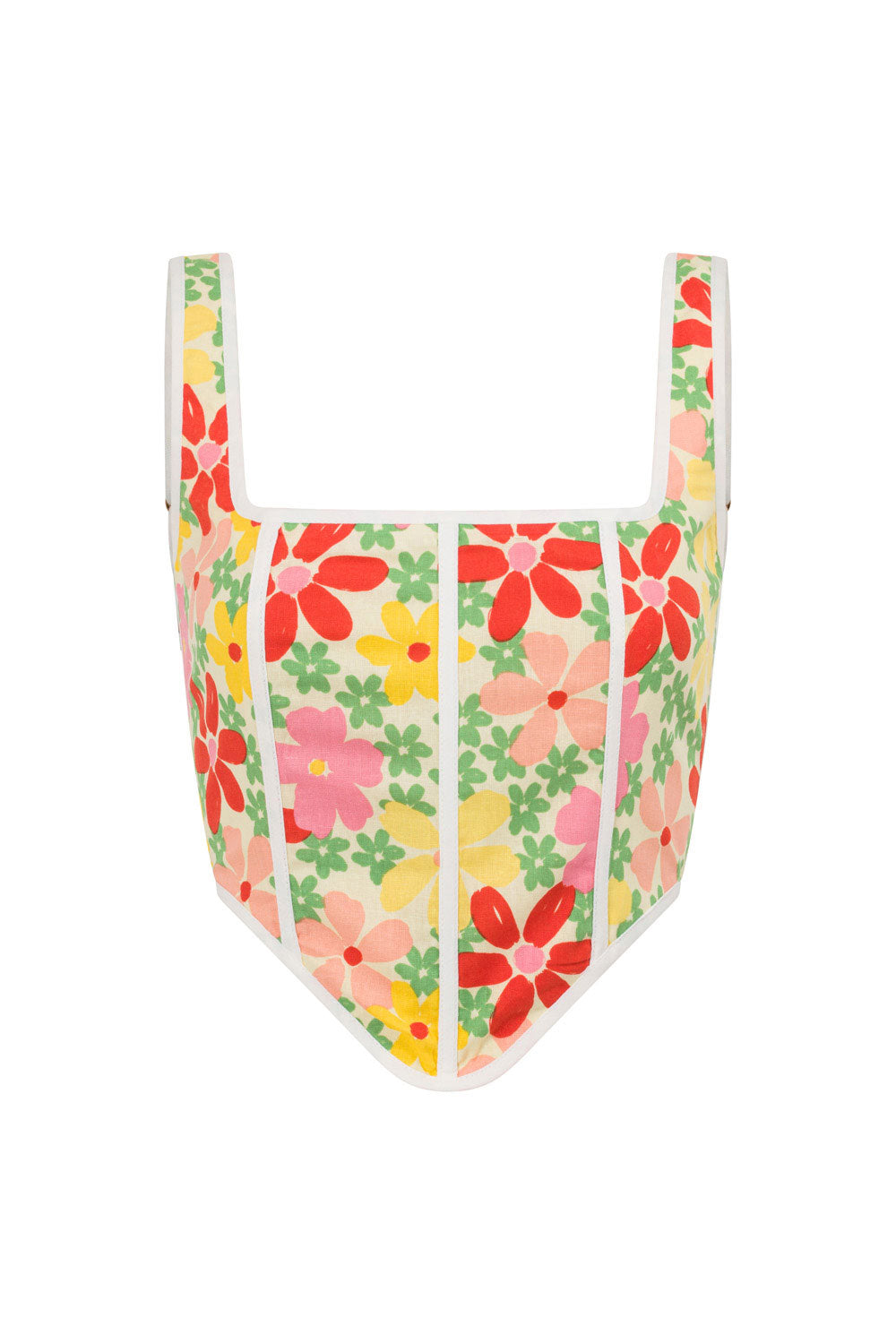 Exclusive Malina Floral Print Women's Linen Cotton Blend Top