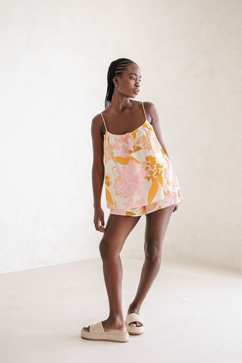 Stylish Jetta Babydoll Top with Exclusive Hibiscus Print