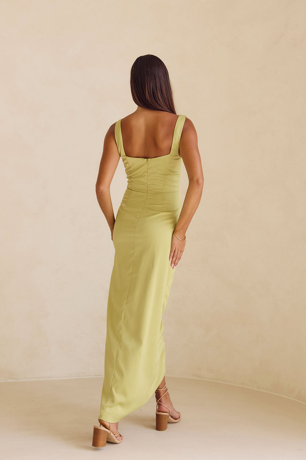 Sabo's Exclusive Soft Green Noah Midi Dress with Unique Design