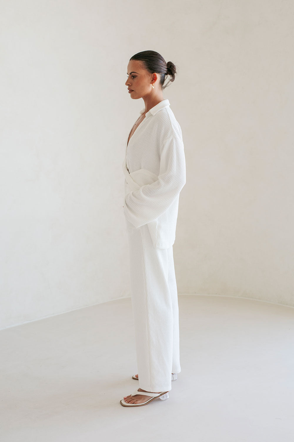 Stylish White Soft Woven High Waisted Tyra Pants for Fashionable Look