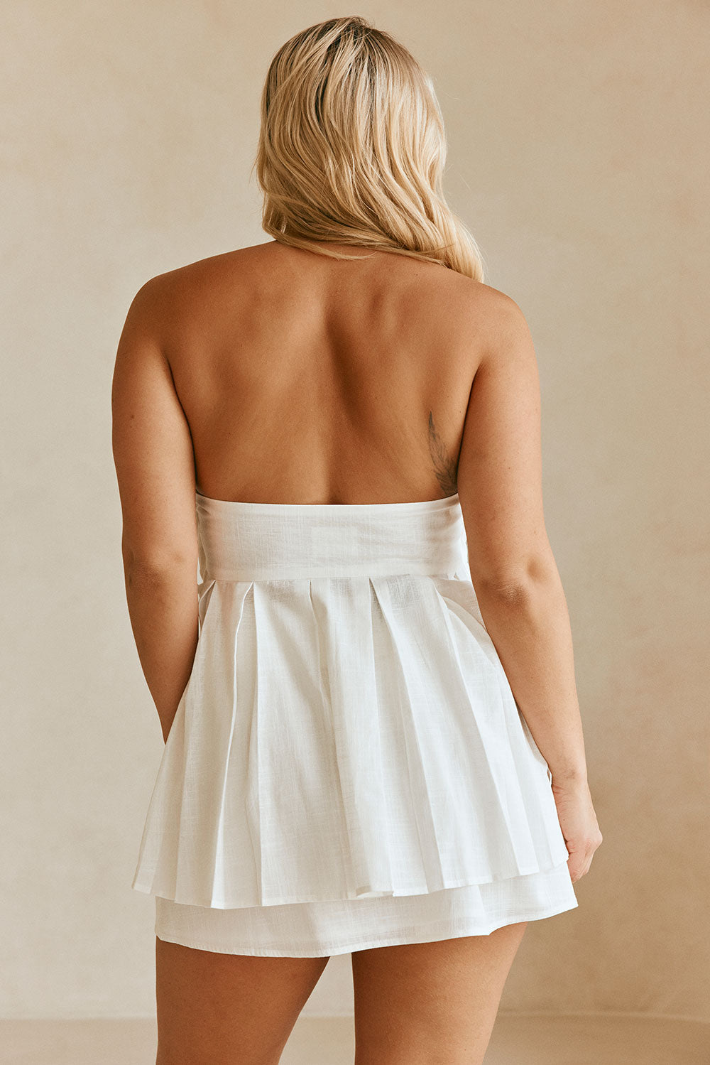 High - Quality White Cotton Slub Strapless Avenue Women's Top