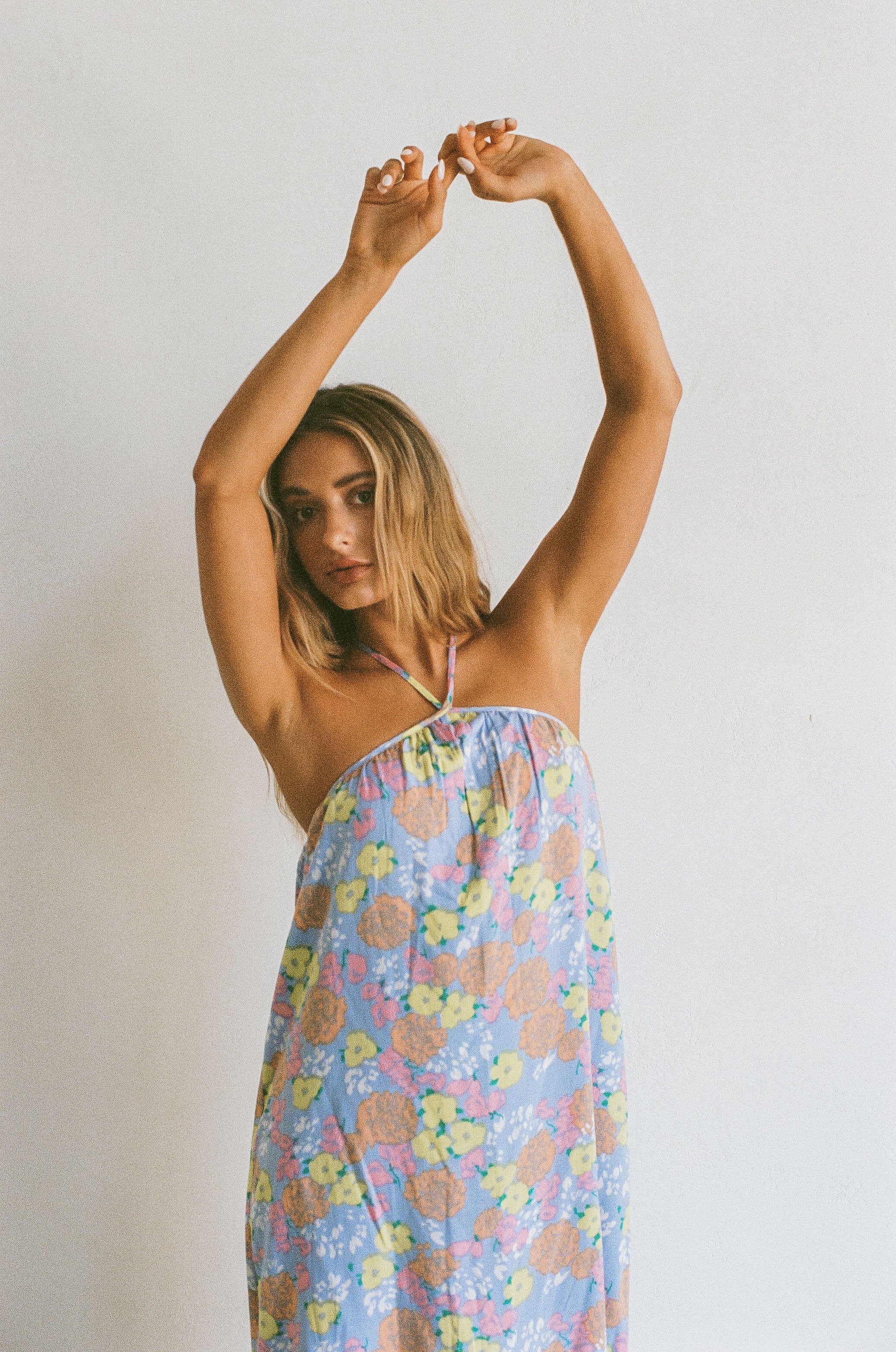 Exquisite Paragon Halter Neck Viscose Maxi Dress with Bryony Fiesta Print