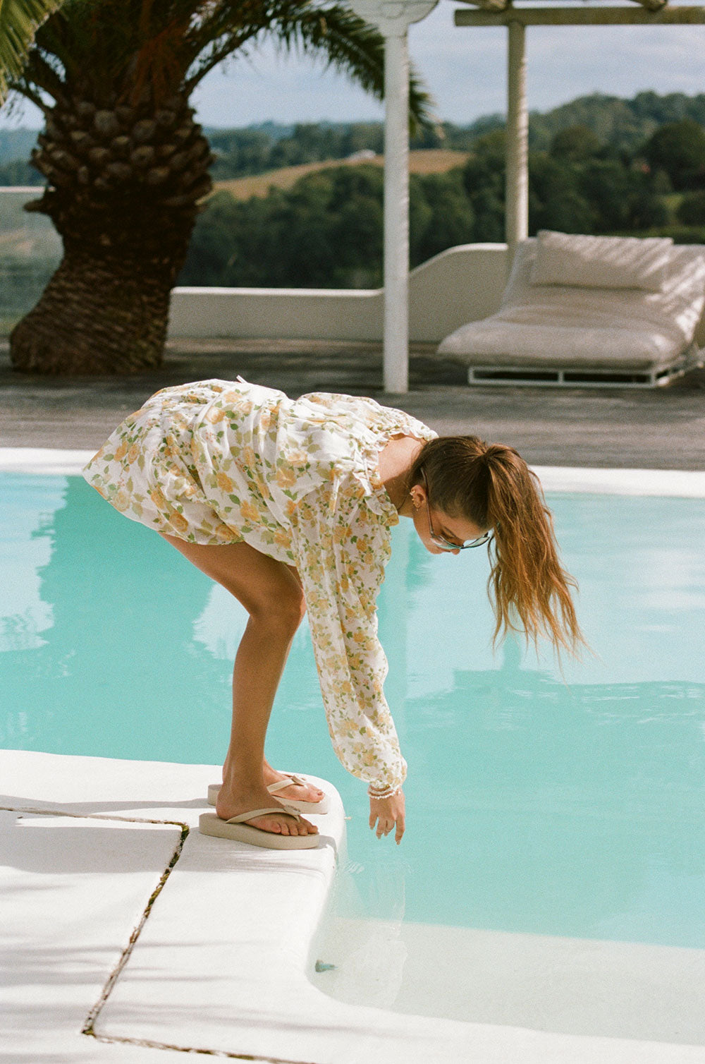 Sabo's Exclusive Dusty Lemon Floral Print Cinco Top with Luxurious Chiffon