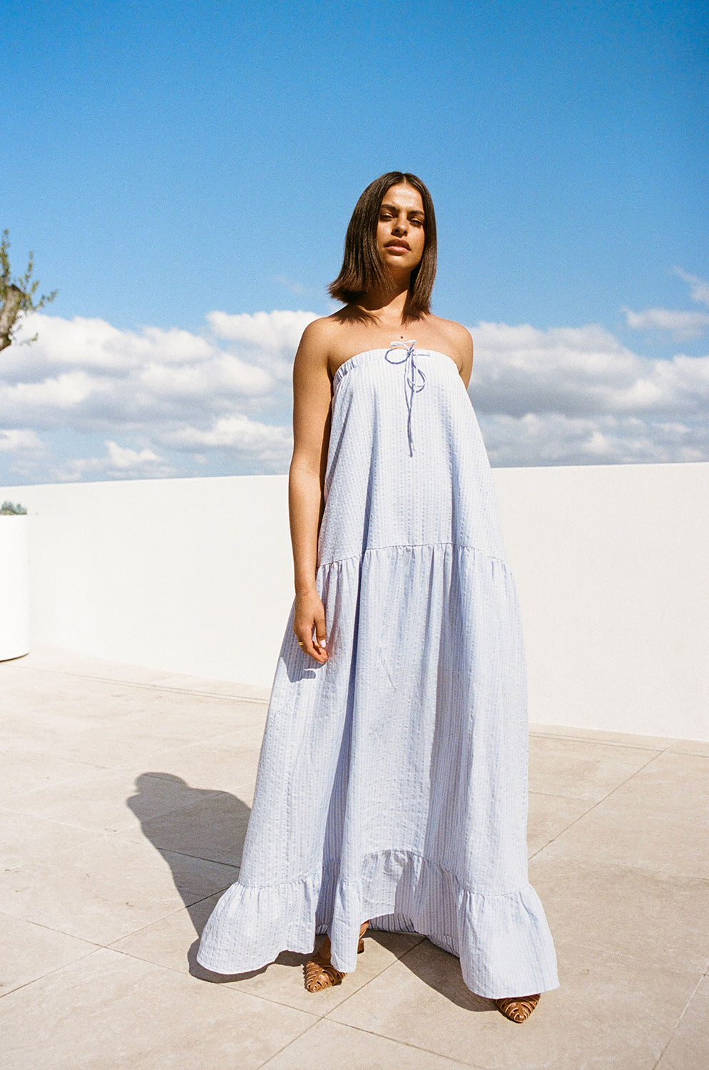 Sabo's Exclusive Lightweight Blue Bella Strapless Maxi Dress
