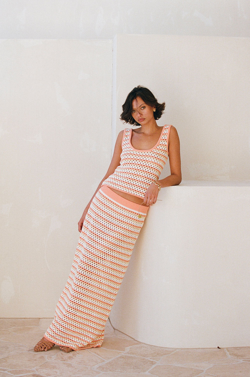 Stylish Women's Orange Erin Knit Maxi Skirt for Fashion Mix - and - Match