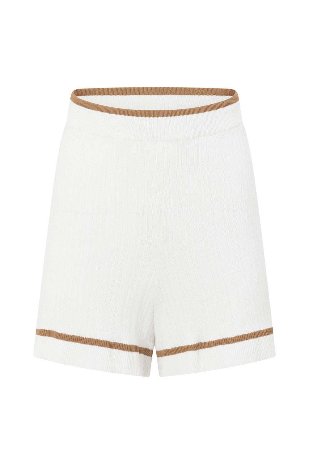 Sabo's Exclusive White Luxurious Drop Needle Rib High Waisted Adair Shorts