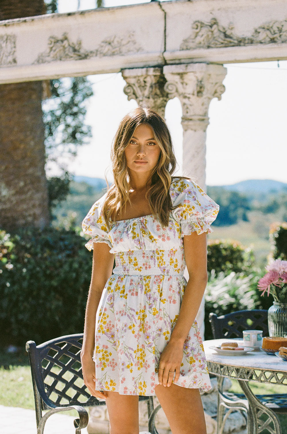 Stylish Women's Alena Cotton Dress with Exclusive Blue Spring Floral Print