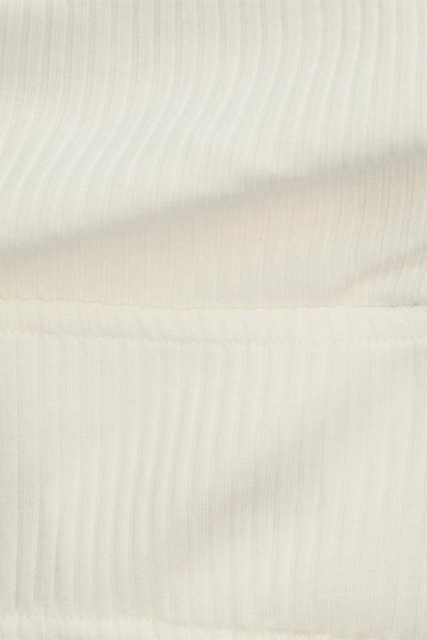 Exclusively Designed Off - White Cotton Jupiter Top with Boning and Sheer Puff Sleeves
