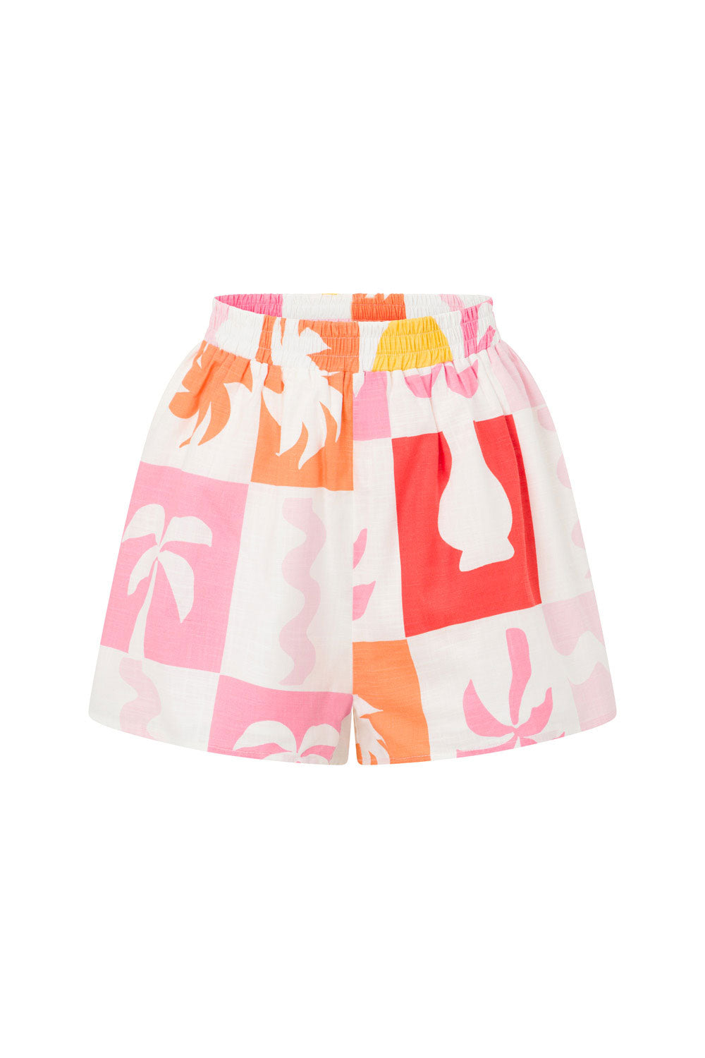 Sabo's Exclusive Palm Tile Fuego High - Quality Natural Cotton Seona Shorts