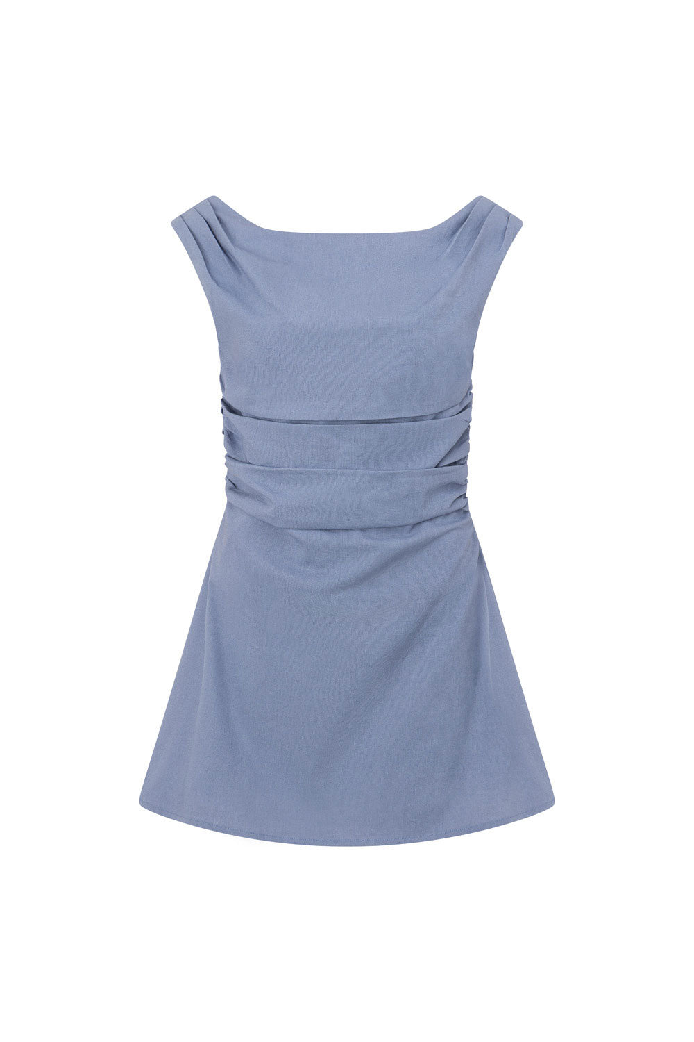 Chic High - Quality Linen Blend Blue Allegra Party Dress